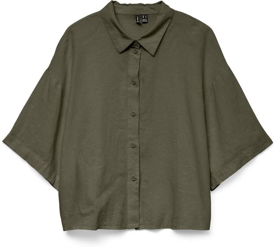 Vero Moda Overhemdblouse VMLINN LINEN 2 4 SHORT SHIRT WVN NOOS