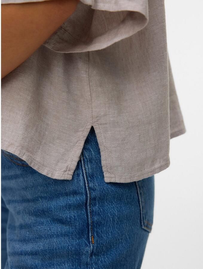 Vero Moda Regular fit overhemdblouse van een mix van linnen en viscose model 'LINN' - Foto 2