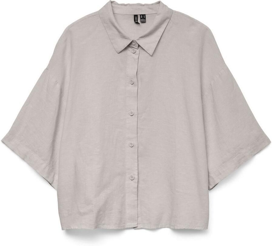 Vero Moda Regular fit overhemdblouse van een mix van linnen en viscose model 'LINN'