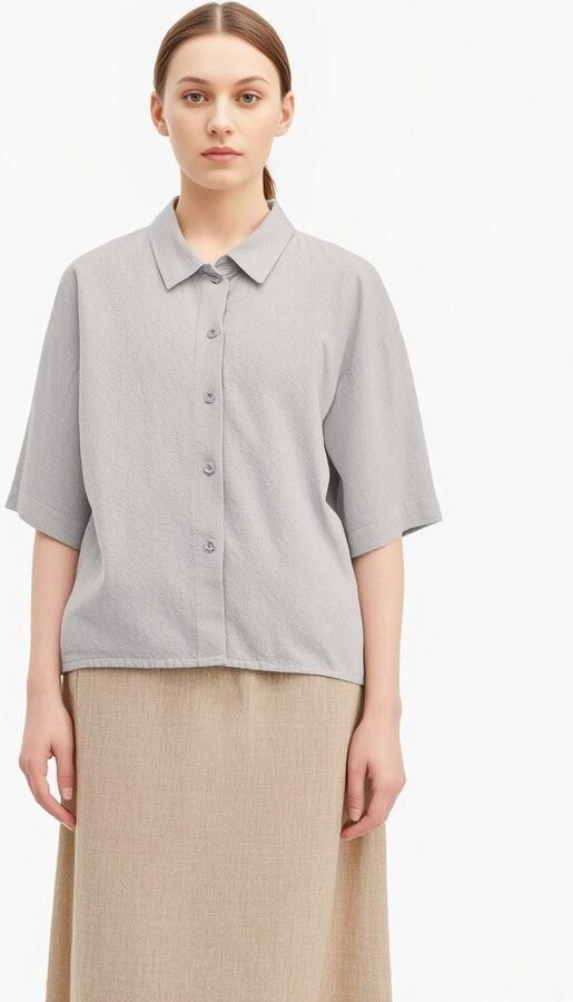 Vero Moda Regular fit overhemdblouse van een mix van linnen en viscose model 'LINN' - Foto 5