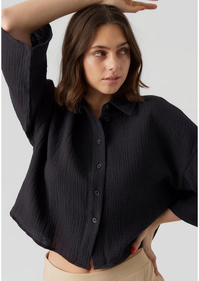 Vero Moda Loose fit overhemdblouse van puur katoen model 'NATALI' - Foto 3