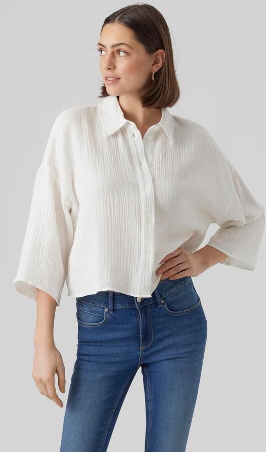 Vero Moda Loose fit overhemdblouse van puur katoen model 'NATALI' - Foto 5