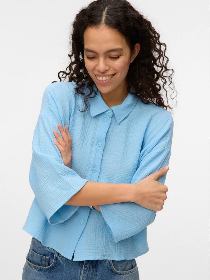 Vero Moda Loose fit overhemdblouse van puur katoen model 'NATALI' - Foto 4