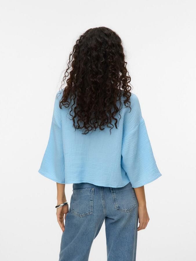 Vero Moda Loose fit overhemdblouse van puur katoen model 'NATALI' - Foto 5