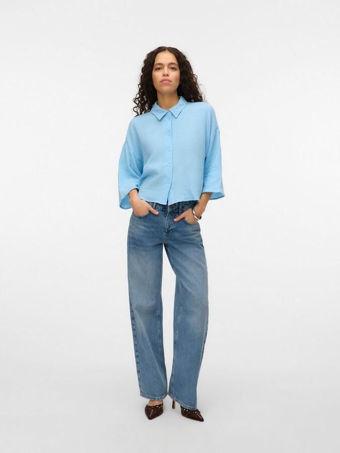 Vero Moda Loose fit overhemdblouse van puur katoen model 'NATALI' - Foto 6