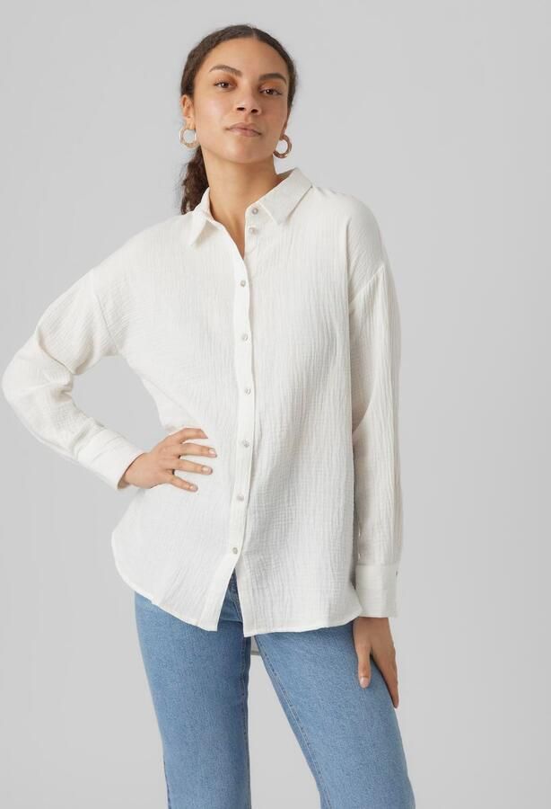 Vero Moda Loose fit overhemdblouse van puur katoen model 'NATALI NIA' - Foto 6