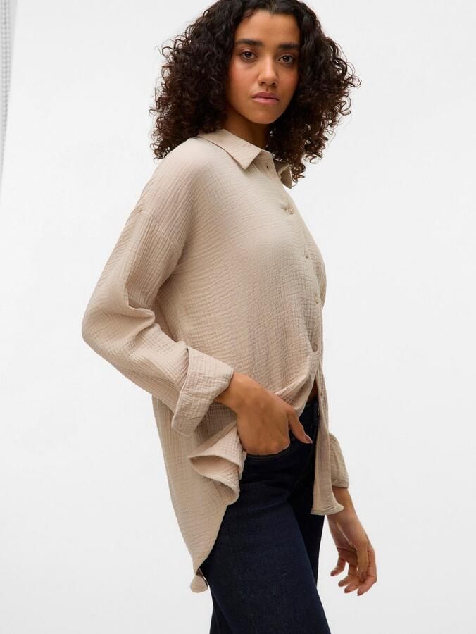 Vero Moda Loose fit overhemdblouse van puur katoen model 'NATALI NIA' - Foto 3