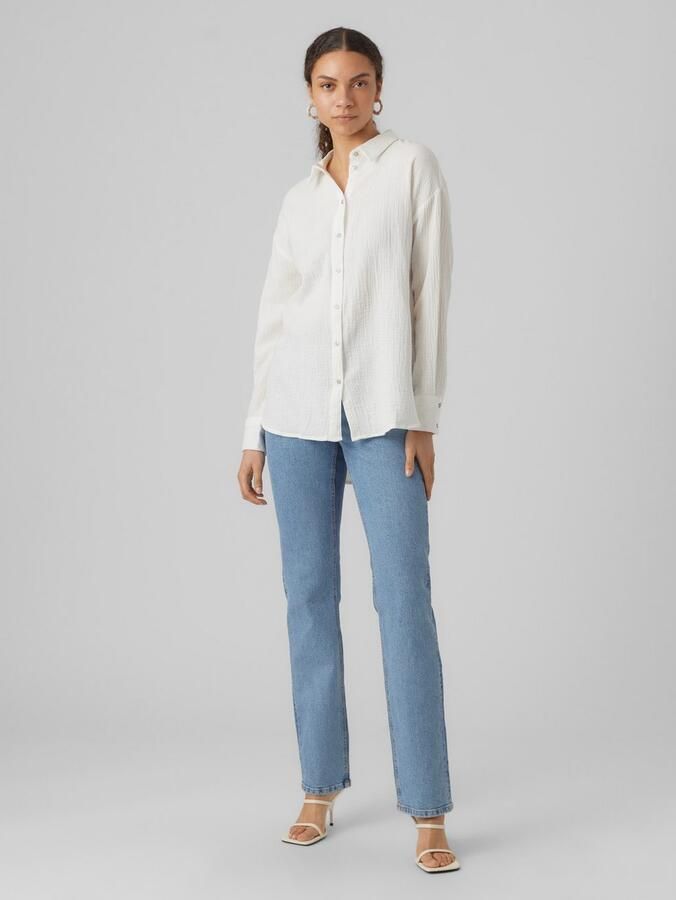 Vero Moda Loose fit overhemdblouse van puur katoen model 'NATALI NIA' - Foto 4