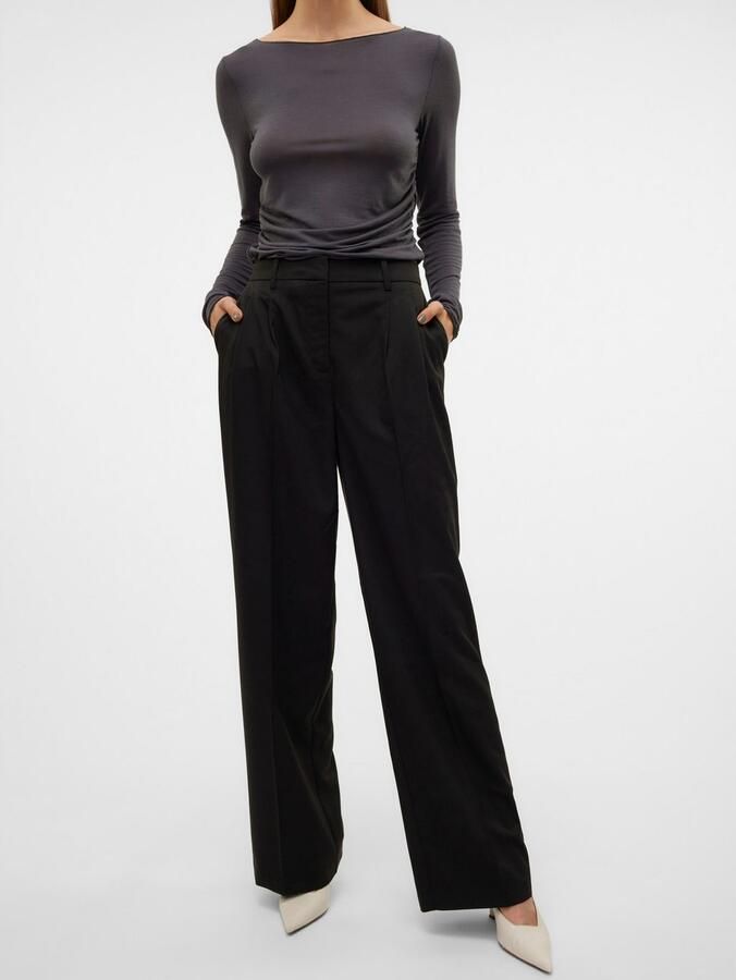 Vero Moda Loose fit stoffen broek met bandplooien model 'NILA' - Foto 3