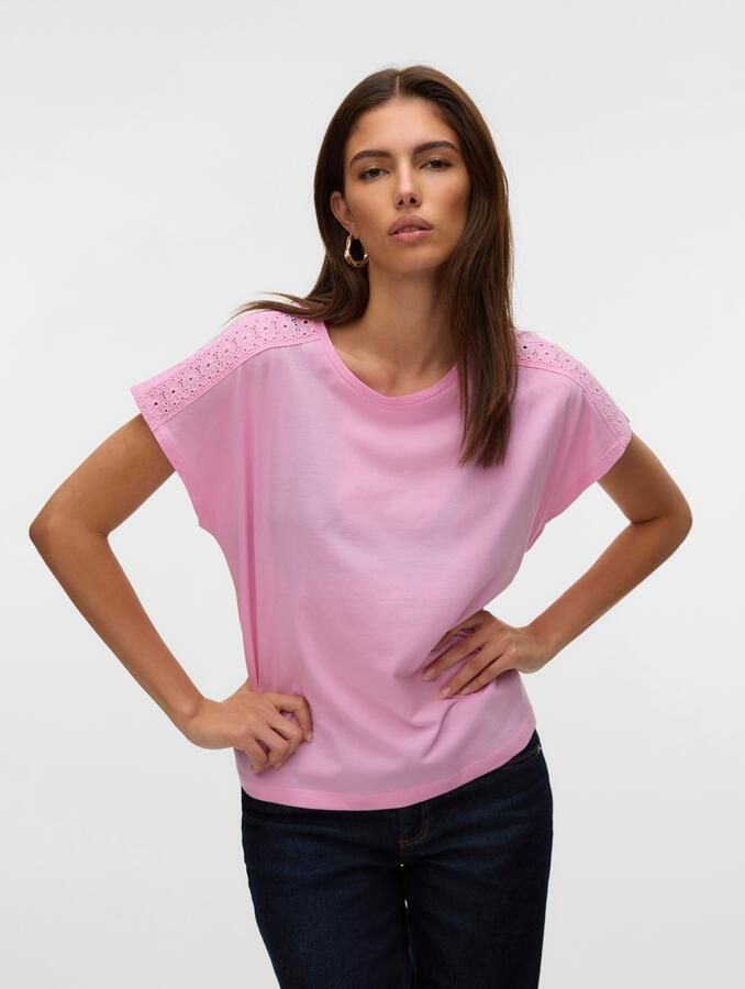 Vero Moda Shirt met korte mouwen VMEMMY SS LACE TAPE TOP JRS GA NOOS - Foto 6