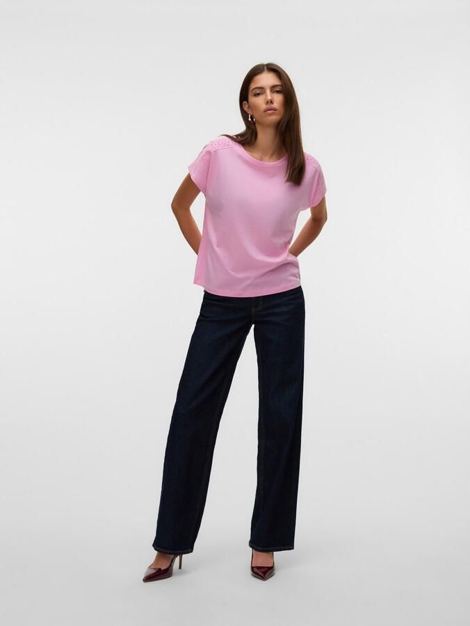 Vero Moda Shirt met korte mouwen VMEMMY SS LACE TAPE TOP JRS GA NOOS - Foto 4