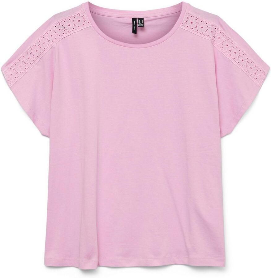 Vero Moda Shirt met korte mouwen VMEMMY SS LACE TAPE TOP JRS GA NOOS