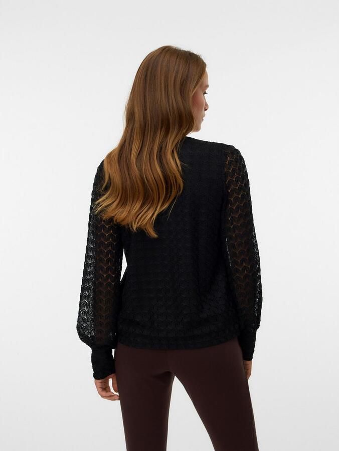 Vero Moda Shirt met lange mouwen VMBECCA LS V-NECK LACE TOP JRS NOOS - Foto 6