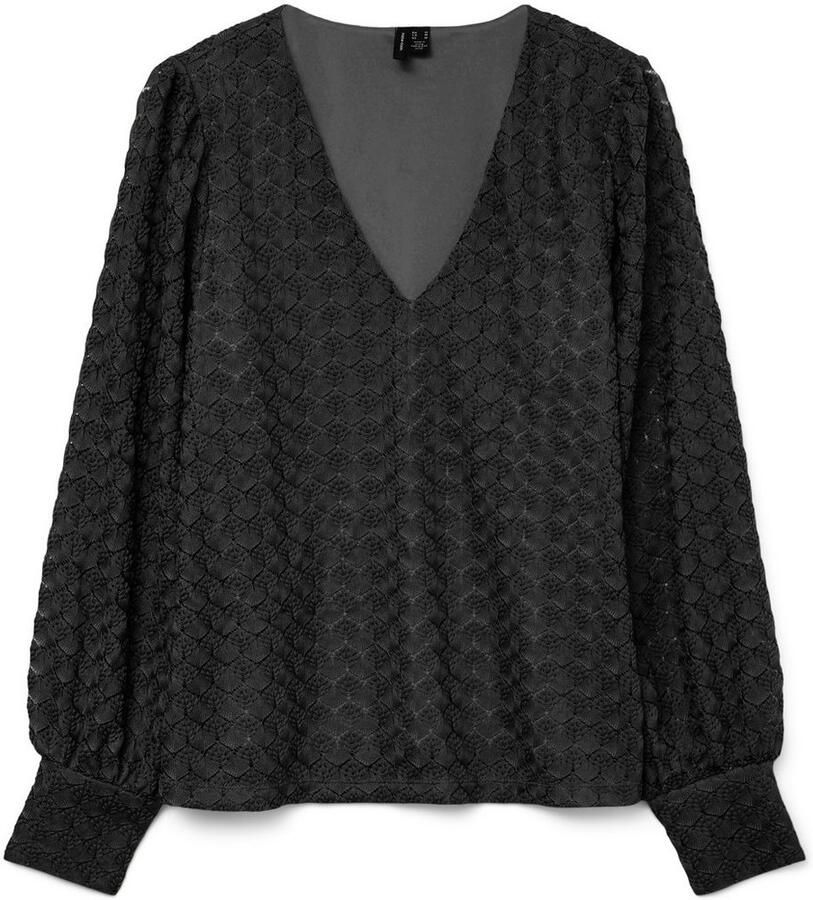 Vero Moda Shirt met lange mouwen VMBECCA LS V-NECK LACE TOP JRS NOOS