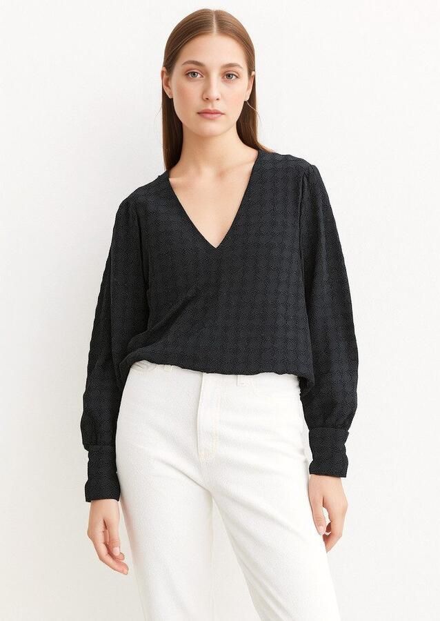 Vero Moda Shirt met lange mouwen VMBECCA LS V-NECK LACE TOP JRS NOOS - Foto 5