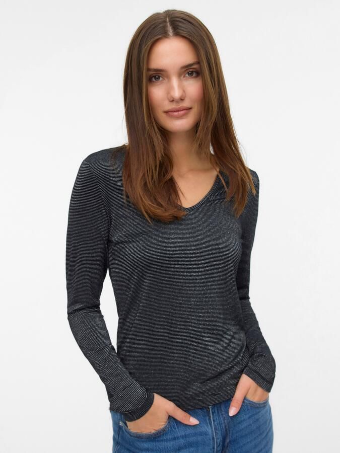 Vero Moda Shirt met lange mouwen VMLAVA GLITTER LS V-NECK TOP STRIPE NOOS - Foto 5
