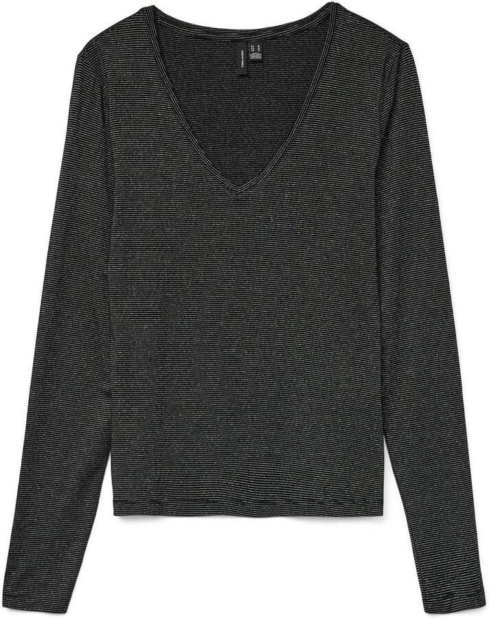 Vero Moda Shirt met lange mouwen VMLAVA GLITTER LS V-NECK TOP STRIPE NOOS