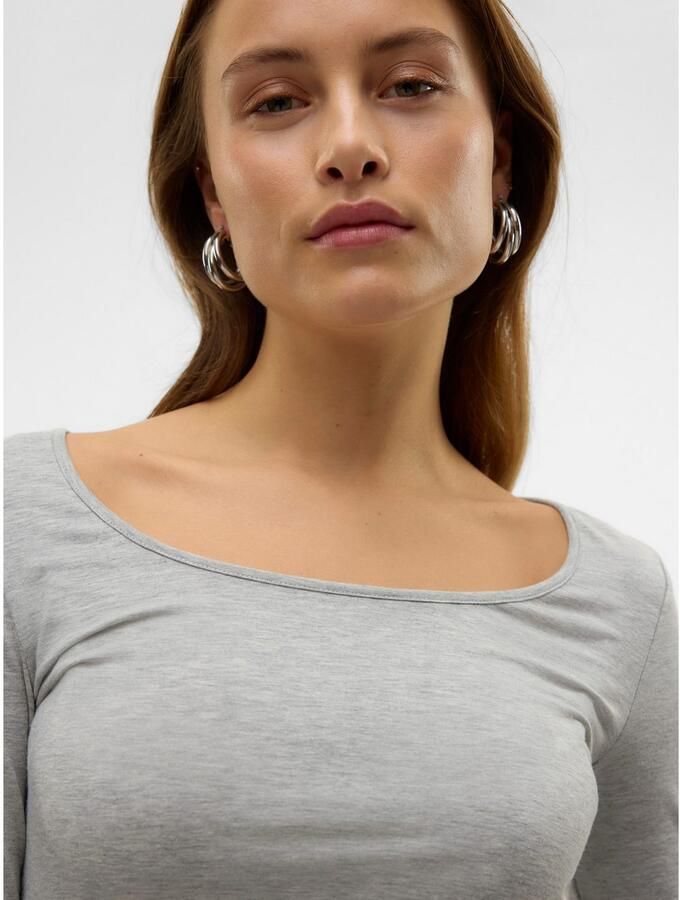 VERO MODA gemÃªleerde longsleeve VMMAXI met katoen grijs