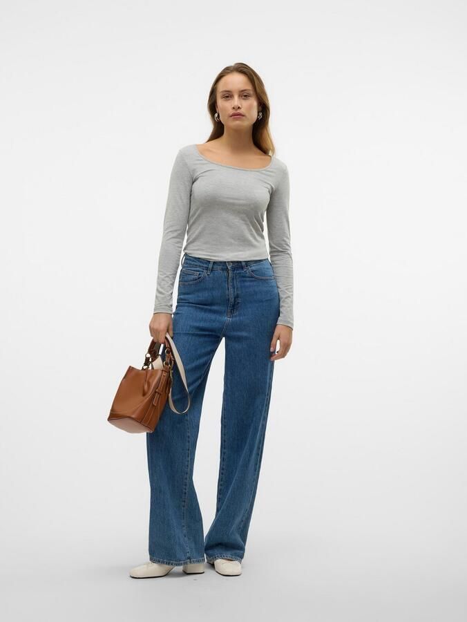 VERO MODA gemÃªleerde longsleeve VMMAXI met katoen grijs - Foto 5