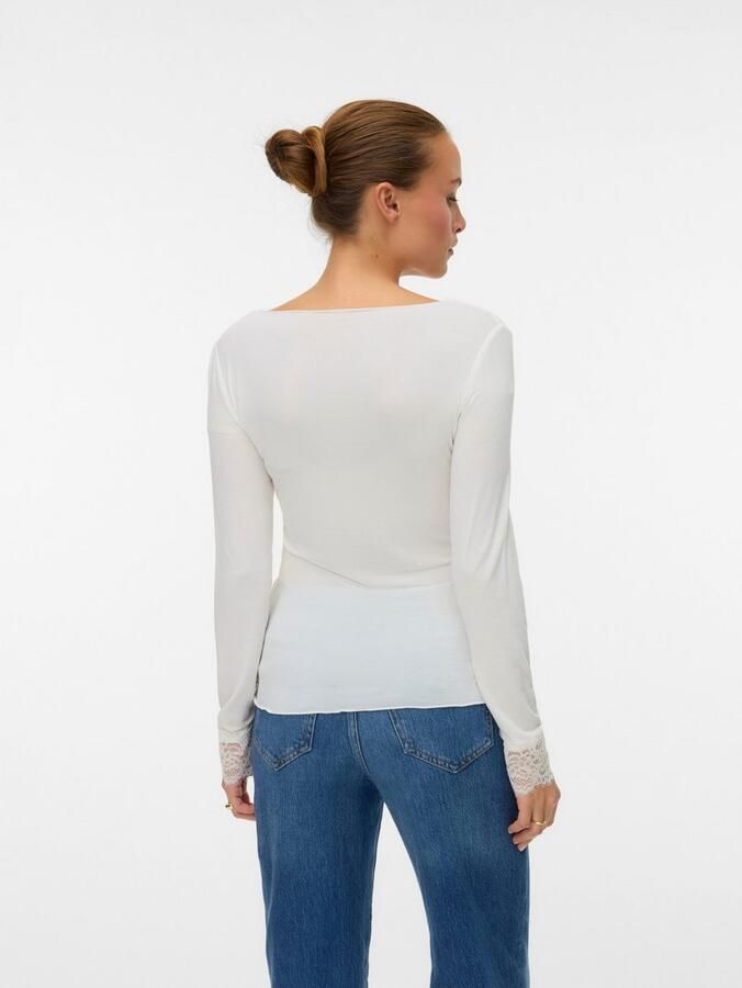 Vero Moda Shirt met lange mouwen VMSKYE LS V-NECK LACE TOP JRS NOOS - Foto 3