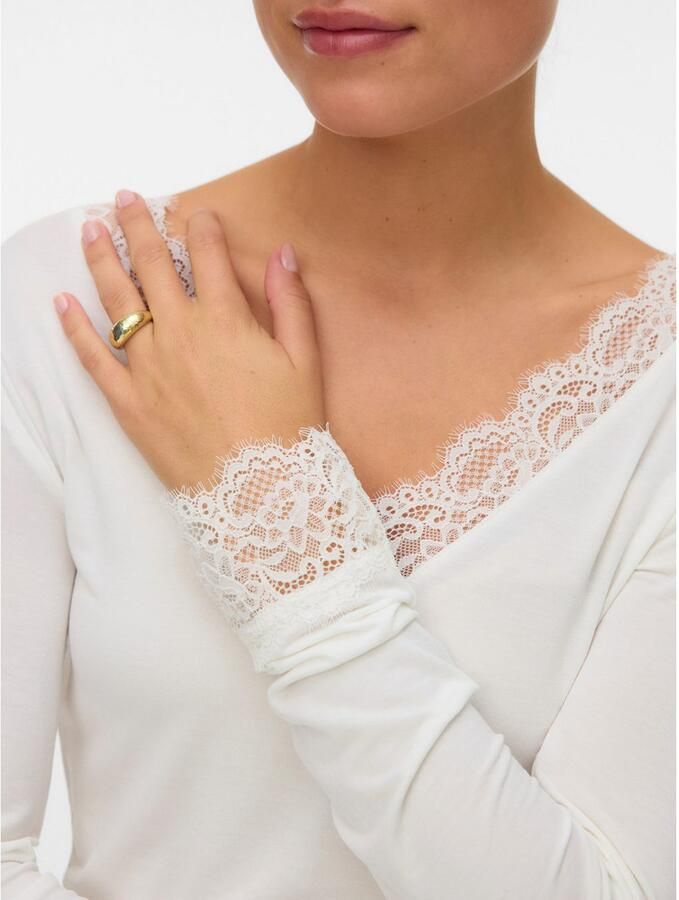 Vero Moda Shirt met lange mouwen VMSKYE LS V-NECK LACE TOP JRS NOOS - Foto 2