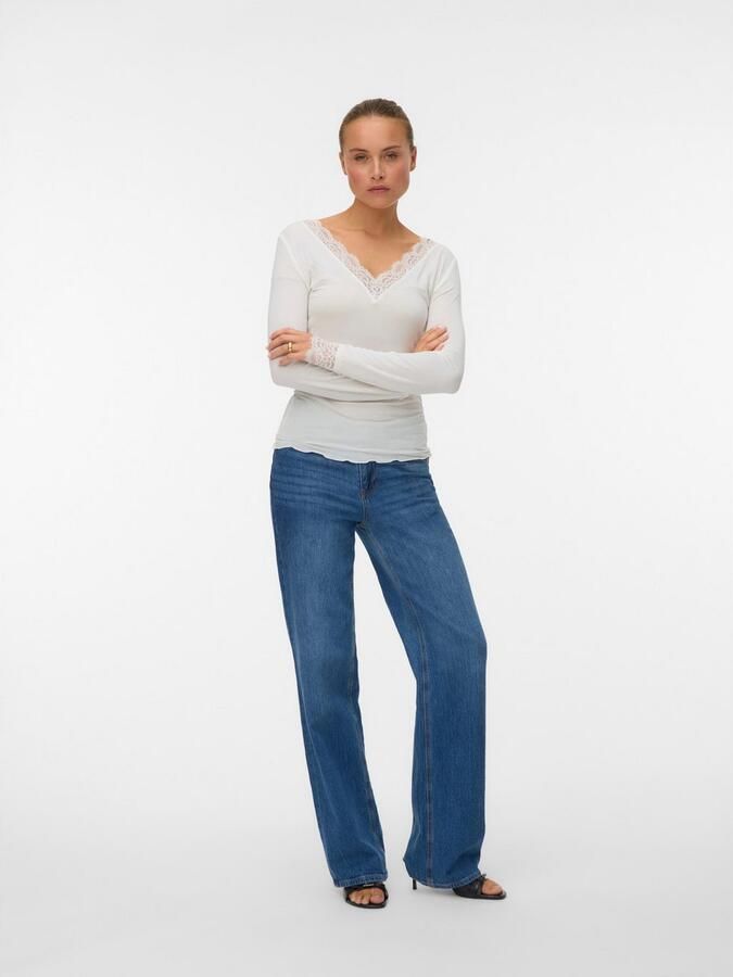 Vero Moda Shirt met lange mouwen VMSKYE LS V-NECK LACE TOP JRS NOOS - Foto 4
