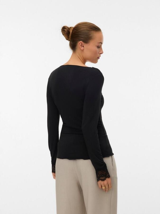 Vero Moda Shirt met lange mouwen VMSKYE LS V-NECK LACE TOP JRS NOOS - Foto 4