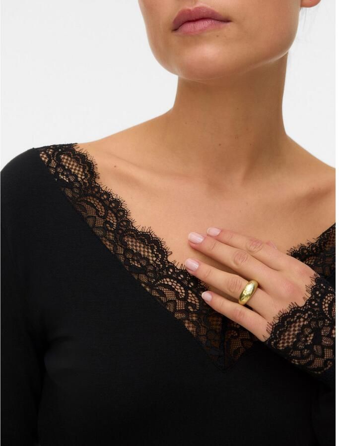 Vero Moda Shirt met lange mouwen VMSKYE LS V-NECK LACE TOP JRS NOOS - Foto 2