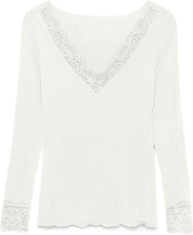 Vero Moda Shirt met lange mouwen VMSKYE LS V-NECK LACE TOP JRS NOOS
