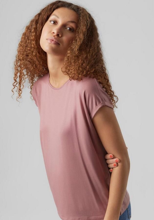 Vero Moda Ava Plain Dames T-shirt Stijlvol en Comfortabel Roze Dames - Foto 3