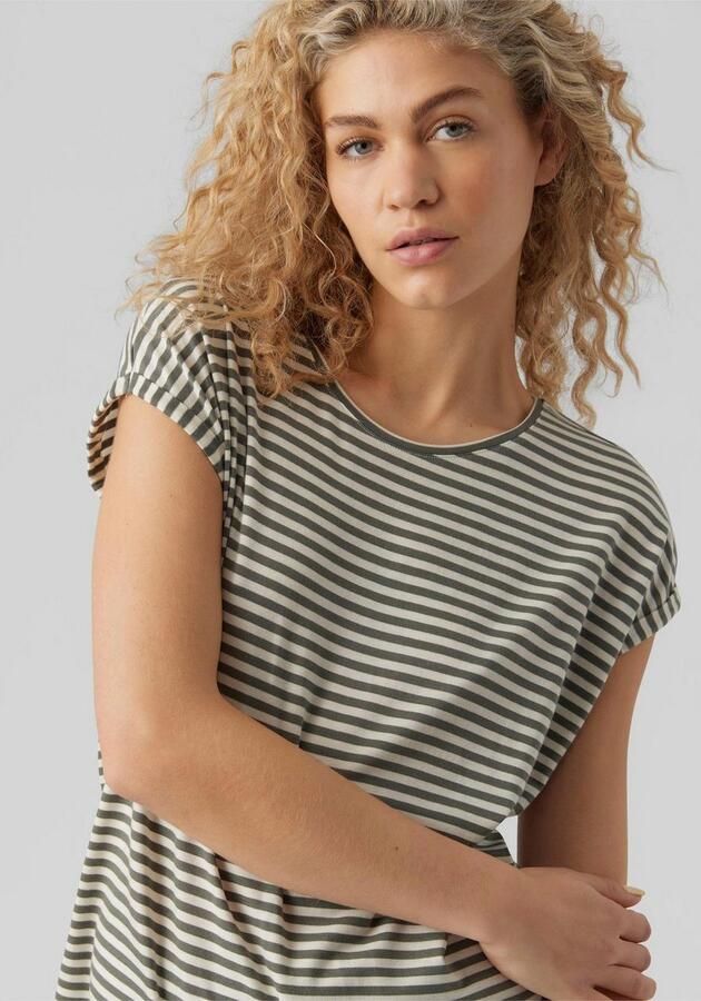 Vero Moda Shirt met ronde hals VMAVA PLAIN SS TOP STRIPE GA JRS NOOS - Foto 5