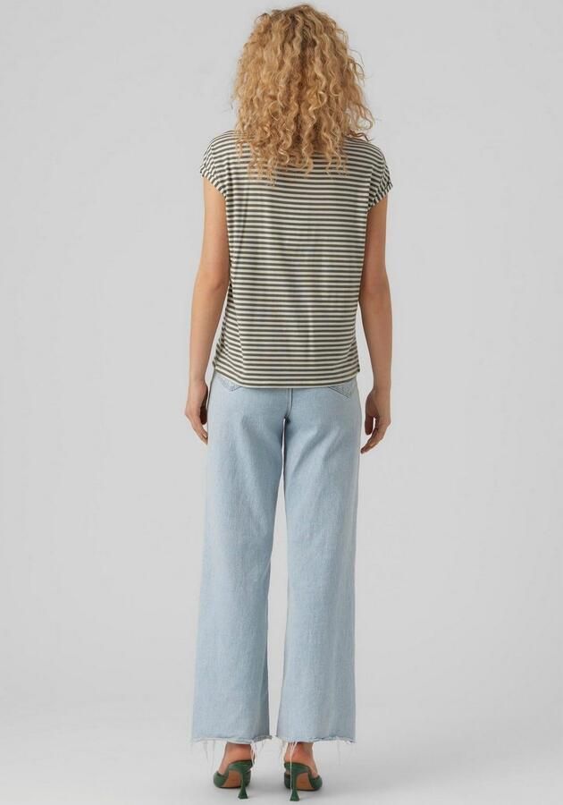 Vero Moda Shirt met ronde hals VMAVA PLAIN SS TOP STRIPE GA JRS NOOS - Foto 4