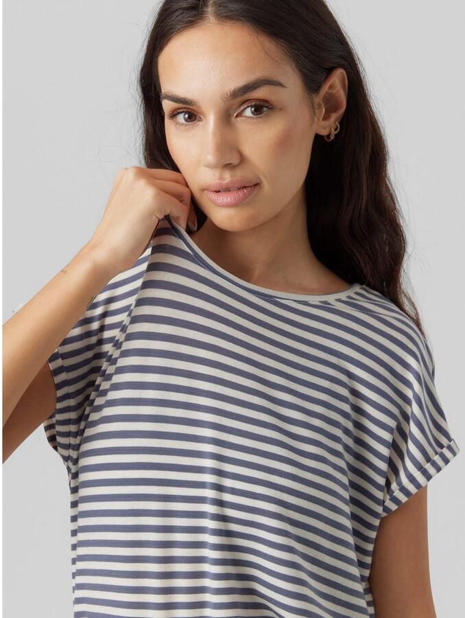 Vero Moda Shirt met ronde hals VMAVA PLAIN SS TOP STRIPE GA JRS NOOS - Foto 2