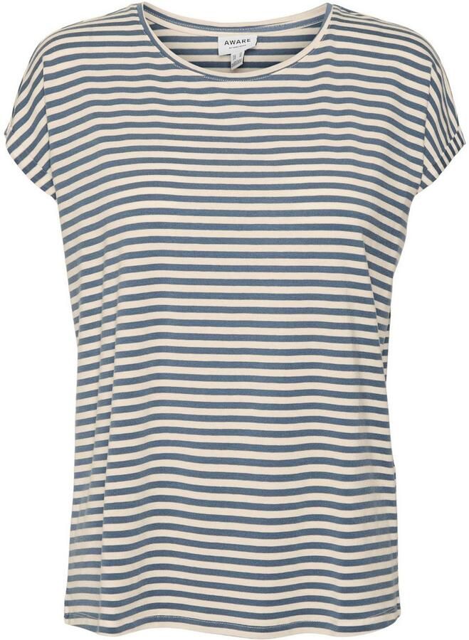 Vero Moda Shirt met ronde hals VMAVA PLAIN SS TOP STRIPE GA JRS NOOS - Foto 5