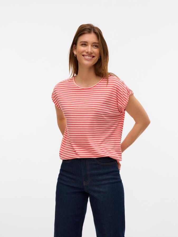 Vero Moda Shirt met ronde hals VMAVA PLAIN SS TOP STRIPE GA JRS NOOS - Foto 8