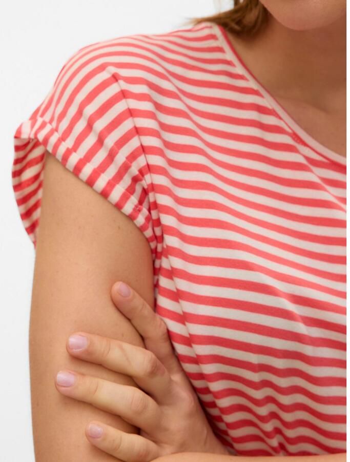 Vero Moda Shirt met ronde hals VMAVA PLAIN SS TOP STRIPE GA JRS NOOS - Foto 4