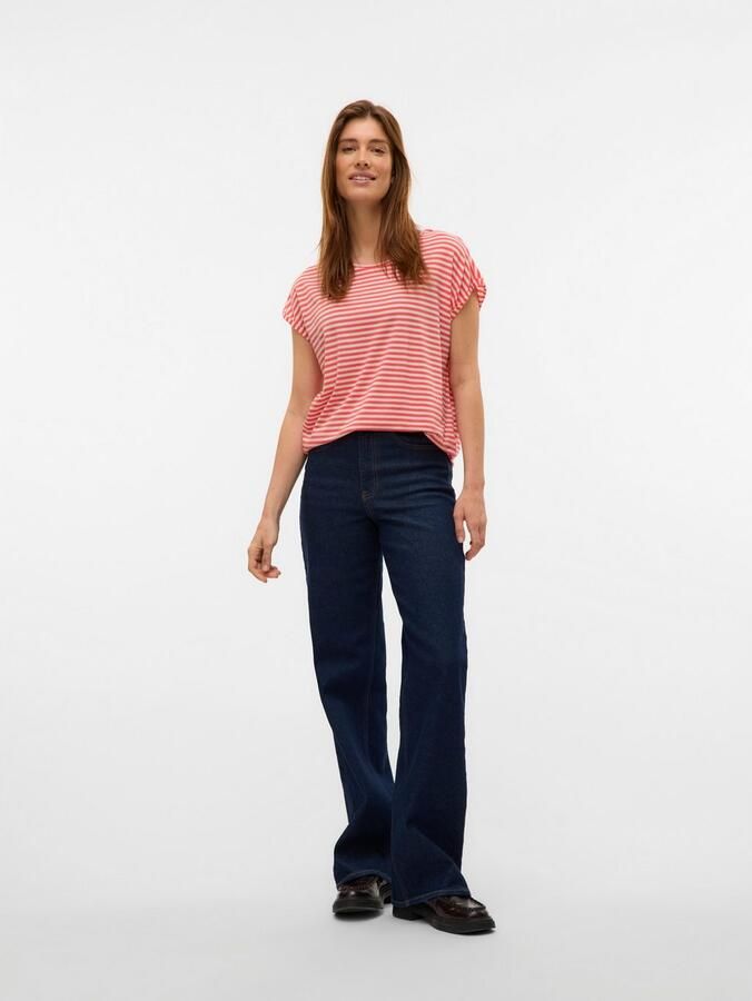 Vero Moda Shirt met ronde hals VMAVA PLAIN SS TOP STRIPE GA JRS NOOS - Foto 7