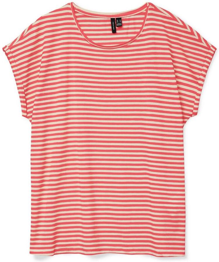 Vero Moda Shirt met ronde hals VMAVA PLAIN SS TOP STRIPE GA JRS NOOS - Foto 3