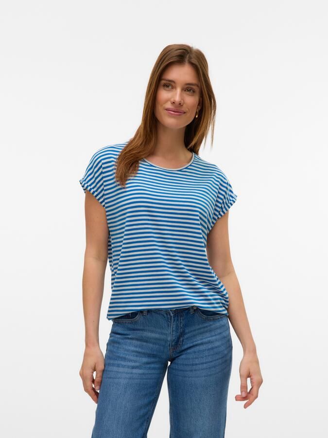 Vero Moda Shirt met ronde hals VMAVA PLAIN SS TOP STRIPE GA JRS NOOS - Foto 6