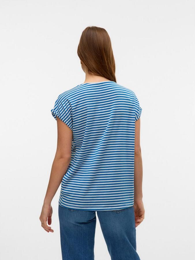Vero Moda Shirt met ronde hals VMAVA PLAIN SS TOP STRIPE GA JRS NOOS - Foto 4