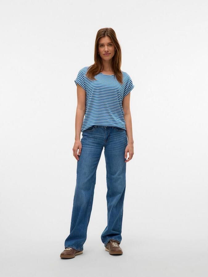 Vero Moda Shirt met ronde hals VMAVA PLAIN SS TOP STRIPE GA JRS NOOS - Foto 5