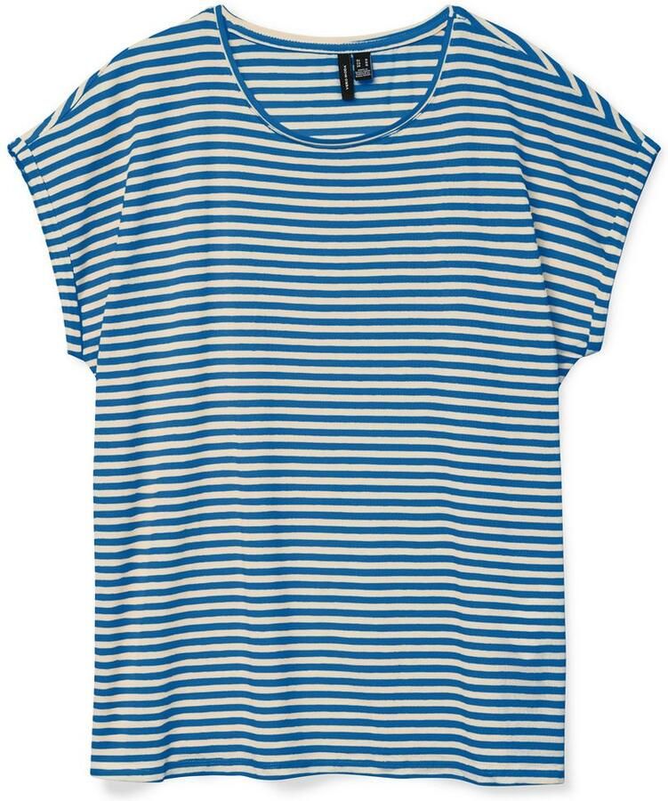 Vero Moda Shirt met ronde hals VMAVA PLAIN SS TOP STRIPE GA JRS NOOS