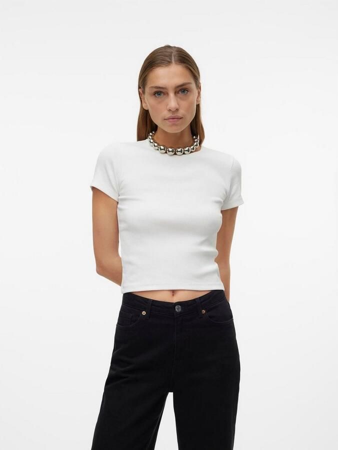 Vero Moda Regular fit T-shirt met geribde look model 'CHLOE' - Foto 4