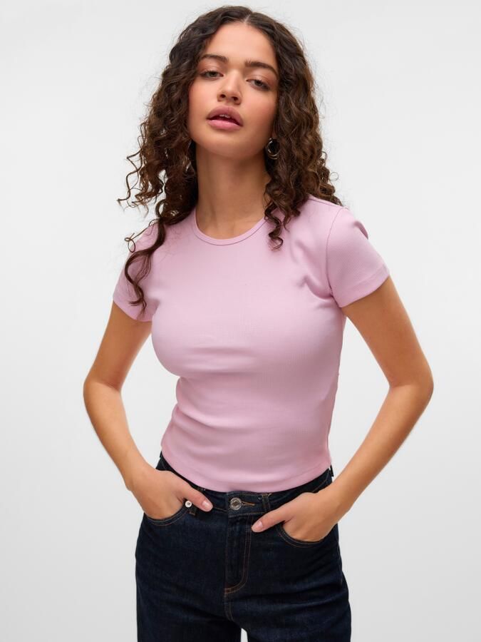 Vero Moda Regular fit T-shirt met geribde look model 'CHLOE' - Foto 6