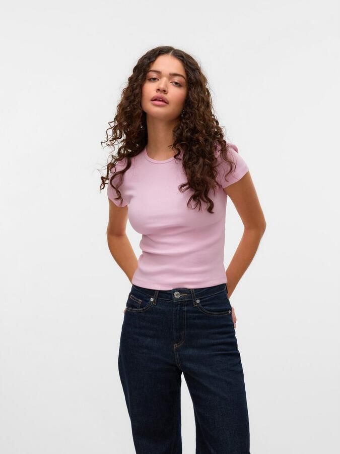 Vero Moda Regular fit T-shirt met geribde look model 'CHLOE' - Foto 5