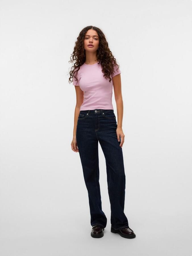 Vero Moda Regular fit T-shirt met geribde look model 'CHLOE' - Foto 4