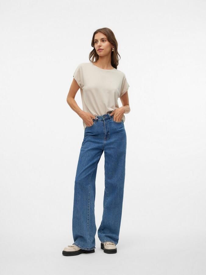 Vero Moda Shirt met ronde hals VMLAVA PLAIN SS TOP LUREX STRIPE - Foto 3