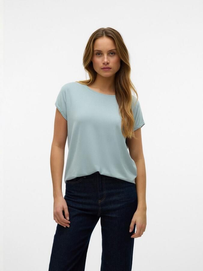 Vero Moda Shirt met ronde hals VMLAVA PLAIN SS TOP LUREX STRIPE - Foto 5