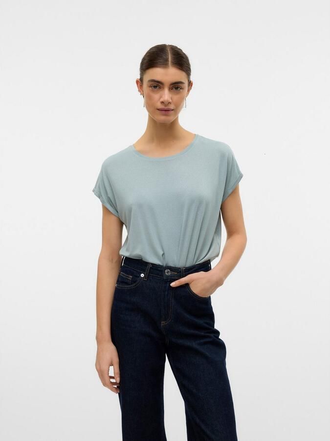 Vero Moda Shirt met ronde hals VMLAVA PLAIN SS TOP LUREX STRIPE - Foto 8