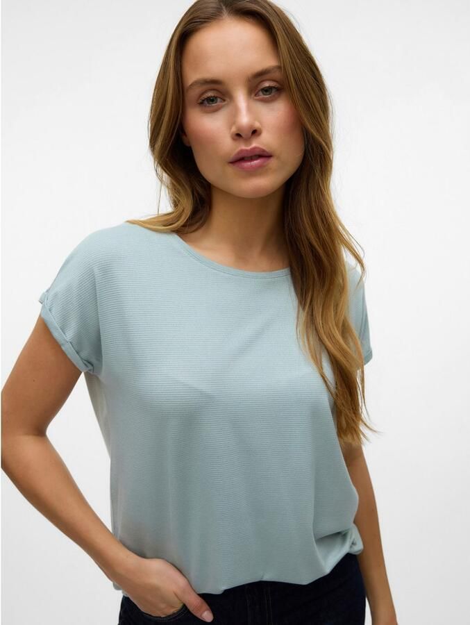 Vero Moda Shirt met ronde hals VMLAVA PLAIN SS TOP LUREX STRIPE - Foto 4